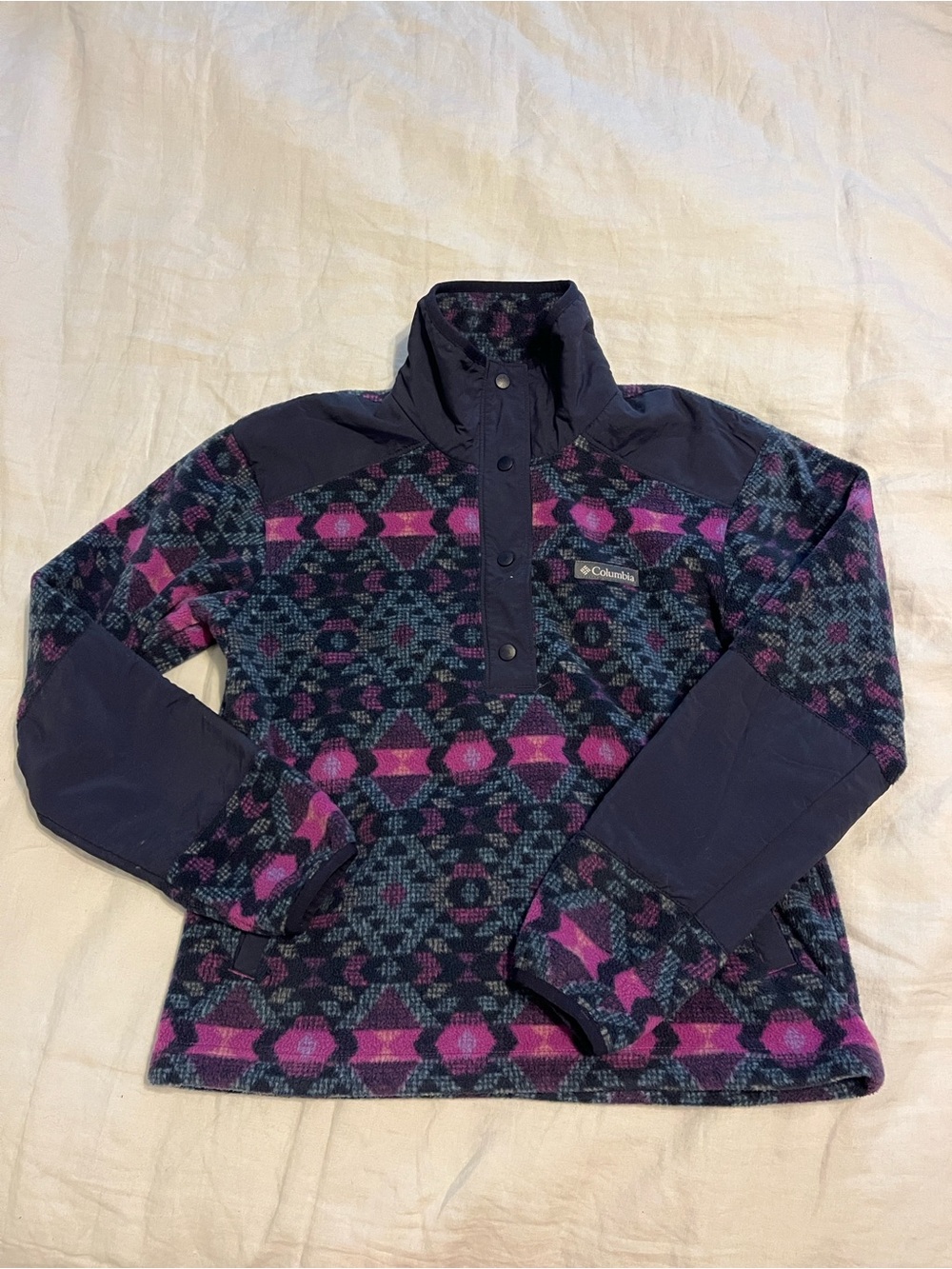 Columbia Women's Navy & Purple Patterned Teddy Fleece Pullover